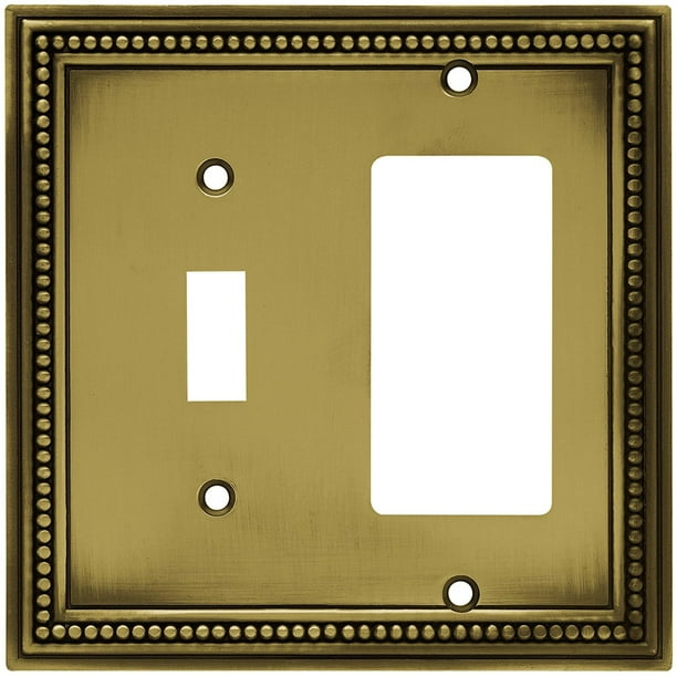 Decorative Switch Plate; Knowledge; Double Toggle 2 Gang; Gold Plated Zinc